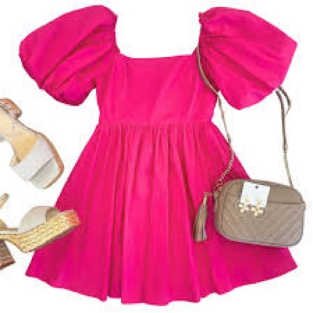 Puff Sleeve Smocked Waist Dress